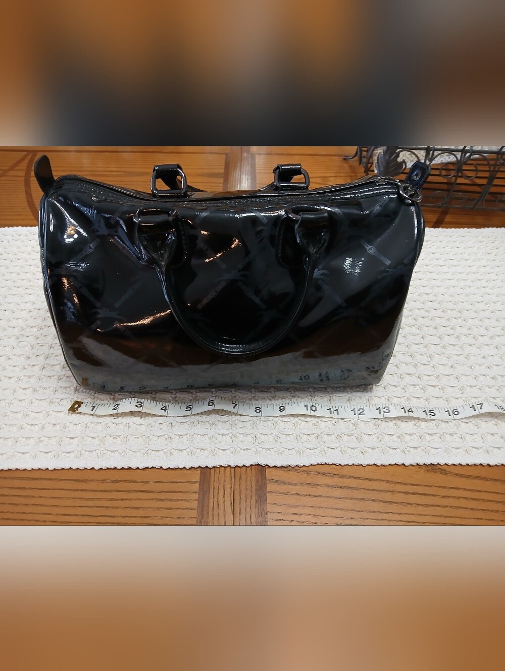 Longchamp Black Patent Leather Tote